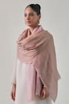 Buy_SHAZA_Pink Baby Zari Accent Fine Count Wool Stole _at_Aza_Fashions