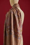 Shop_SHAZA_Brown Floral Motif Cashmere Stole _at_Aza_Fashions