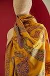 Shaza_Yellow Floral Embroidered Cashmere Stole _Online_at_Aza_Fashions