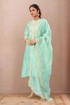 Buy_Prisho_Blue Embroidered Floral Round Straight Kurta Set _at_Aza_Fashions
