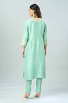 Shop_Prisho_Blue Embroidered Floral Round Straight Kurta Set _at_Aza_Fashions