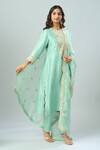 Buy_Prisho_Blue Embroidered Floral Round Straight Kurta Set _Online_at_Aza_Fashions