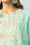 Prisho_Blue Embroidered Floral Round Straight Kurta Set _at_Aza_Fashions