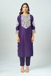 Buy Prisho Purple Gota Patti, Embroidery Round Neck Floral Kurta Set Online at Aza Fashions Buy_Prisho_Purple Gota Patti, Embroidery Round Neck Floral Kurta Set _Online_at_Aza_Fashions