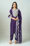 Shop Prisho Purple Gota Patti, Embroidery Round Neck Floral Kurta Set Online at Aza Fashions Shop_Prisho_Purple Gota Patti, Embroidery Round Neck Floral Kurta Set _Online_at_Aza_Fashions