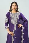 Prisho Purple Gota Patti, Embroidery Round Neck Floral Kurta Set at Aza Fashions Prisho_Purple Gota Patti, Embroidery Round Neck Floral Kurta Set _at_Aza_Fashions