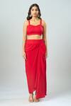 Buy Prisho Red Organza Beads Round Neck, Dori Embroidered Kaftan And Solid Bustier Set Online at Aza Fashions Buy_Prisho_Red Organza Beads Round Neck, Dori Embroidered Kaftan And Solid Bustier Set _Online_at_Aza_Fashions