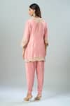 Shop_Prisho_Pink Embroidered Resham Round Kurta Dhoti Pant Set _at_Aza_Fashions