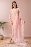 Buy_Prisho_Pink Embroidered Resham Round Kurta Dhoti Pant Set _at_Aza_Fashions