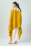 Shop_Prisho_Yellow Embroidered Lampi Round Kaftan And Pant Set _at_Aza_Fashions