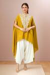 Buy_Prisho_Yellow Embroidered Lampi Round Kaftan And Pant Set _at_Aza_Fashions
