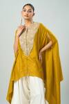 Shop_Prisho_Yellow Embroidered Lampi Round Kaftan And Pant Set 
