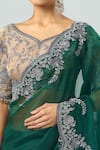 Buy_Prisho_Green Silk Embroidery Floral Vine Saree And Blouse _Online_at_Aza_Fashions