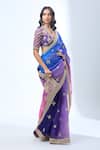 Buy_Torani_Blue Chiffon Sequins, Zari, Embroidery V-neck Ombre Saree Set _Online_at_Aza_Fashions