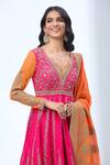 Buy_Torani_Pink Sequins, Beads, Zari Scoop Neck Thread Embroidered Anarkali Set _Online_at_Aza_Fashions