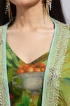 Anushree Reddy_Green Printed Botanical Cape Open Draped Skirt Set _at_Aza_Fashions
