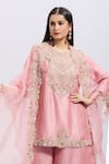Buy Prisho Pink Silk Pearls, Sequins Round Floral Paisley Embroidered Kurta Sharara Set Buy_Prisho_Pink Silk Pearls, Sequins Round Floral Paisley Embroidered Kurta Sharara Set