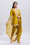 Buy Prisho Yellow Silk Pearls, Sequins, Applique Mustard Resham Lampi Embroidered Kurta Set Online at Aza Fashions Buy_Prisho_Yellow Silk Pearls, Sequins, Applique Mustard Resham Lampi Embroidered Kurta Set _Online_at_Aza_Fashions