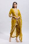 Shop Prisho Yellow Silk Pearls, Sequins, Applique Mustard Resham Lampi Embroidered Kurta Set Online at Aza Fashions Shop_Prisho_Yellow Silk Pearls, Sequins, Applique Mustard Resham Lampi Embroidered Kurta Set _Online_at_Aza_Fashions
