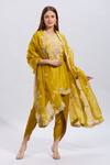 Buy Prisho Yellow Silk Pearls, Sequins, Applique Mustard Resham Lampi Embroidered Kurta Set at Aza Fashions Buy_Prisho_Yellow Silk Pearls, Sequins, Applique Mustard Resham Lampi Embroidered Kurta Set _at_Aza_Fashions