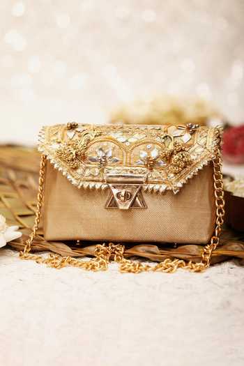Buy_5elements_Gold Gota Patti, Sequins, Metallic Thread Embellished Handbag _Online_at_Aza_Fashions