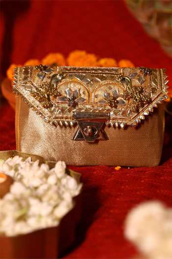 Shop_5elements_Gold Gota Patti, Sequins, Metallic Thread Embellished Handbag _at_Aza_Fashions