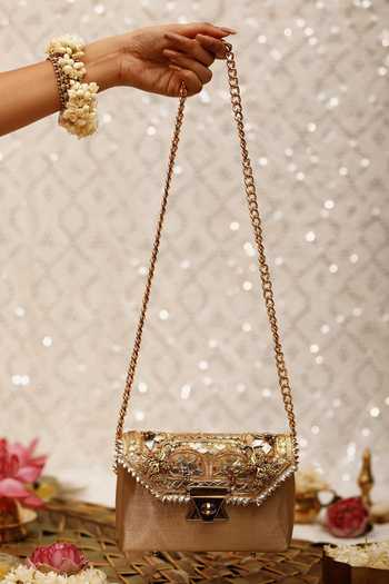 Buy_5elements_Gold Gota Patti, Sequins, Metallic Thread Embellished Handbag _at_Aza_Fashions