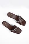 Shop_SCHON ZAPATO_Brown Embroidery Twister Heels With Knot Detail _at_Aza_Fashions