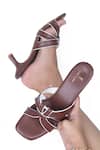Buy_SCHON ZAPATO_Brown Embroidery Twister Heels With Knot Detail _at_Aza_Fashions