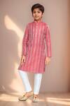 Buy_Petite Pomme_Red Brocade, Chanderi Floral Woven Kurta With Pant_at_Aza_Fashions