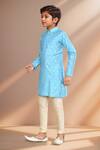 Buy_Petite Pomme_Blue Brocade, Silk Fallen Leaf Motif Kurta Set_Online_at_Aza_Fashions