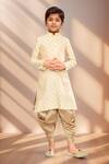 Buy_Petite Pomme_Cream Brocade, Silk Embroidery Falling Leaves Woven Kurta Set_at_Aza_Fashions
