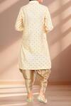 Shop_Petite Pomme_Cream Brocade, Silk Embroidery Falling Leaves Woven Kurta Set_at_Aza_Fashions