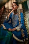 Saahiil Kapoor Blue Chanderi , Organza, Tussar Zari, Aiza Short Anarkali Gharara Set Online at Aza Fashions Saahiil Kapoor_Blue Chanderi , Organza, Tussar Zari, Aiza Short Anarkali Gharara Set _Online_at_Aza_Fashions