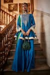 Buy Saahiil Kapoor Blue Chanderi , Organza, Tussar Zari, Aiza Short Anarkali Gharara Set at Aza Fashions Buy_Saahiil Kapoor_Blue Chanderi , Organza, Tussar Zari, Aiza Short Anarkali Gharara Set _at_Aza_Fashions