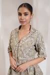 Saahiil Kapoor Grey Organza Sequins, Beads, Pearls Collared Floriana Peplum Jacket With Gharara Online at Aza Fashions Saahiil Kapoor_Grey Organza Sequins, Beads, Pearls Collared Floriana Peplum Jacket With Gharara _Online_at_Aza_Fashions