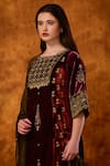 Buy Saahiil Kapoor Maroon Velvet, Organza Sequins, Zari, Embroidery Round Neck Gulnaaz Kurta Set Online at Aza Fashions Buy_Saahiil Kapoor_Maroon Velvet, Organza Sequins, Zari, Embroidery Round Neck Gulnaaz Kurta Set _Online_at_Aza_Fashions