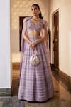 Buy Saahiil Kapoor Purple Linen, Satin, Chanderi Silk, Inara 3d Embroidered Cape Lehenga Set at Aza Fashions Buy_Saahiil Kapoor_Purple Linen, Satin, Chanderi Silk, Inara 3d Embroidered Cape Lehenga Set _at_Aza_Fashions