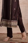 Saahiil Kapoor Brown Tussar, Crepe, Organza Sequins, Beads, Rabia Thread Embroidered Kurta Set Online at Aza Fashions Saahiil Kapoor_Brown Tussar, Crepe, Organza Sequins, Beads, Rabia Thread Embroidered Kurta Set _Online_at_Aza_Fashions