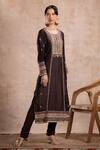 Buy Saahiil Kapoor Brown Tussar, Crepe, Organza Sequins, Beads, Rabia Thread Embroidered Kurta Set Online at Aza Fashions Buy_Saahiil Kapoor_Brown Tussar, Crepe, Organza Sequins, Beads, Rabia Thread Embroidered Kurta Set _Online_at_Aza_Fashions