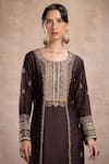 Saahiil Kapoor Brown Tussar, Crepe, Organza Sequins, Beads, Rabia Thread Embroidered Kurta Set at Aza Fashions Saahiil Kapoor_Brown Tussar, Crepe, Organza Sequins, Beads, Rabia Thread Embroidered Kurta Set _at_Aza_Fashions