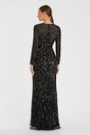 Shop_Mac Duggal_Black Polyester Beads, Sequins Round Neck Embroidered Mermaid Gown _at_Aza_Fashions