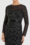 Mac Duggal_Black Polyester Beads, Sequins Round Neck Embroidered Mermaid Gown _Online_at_Aza_Fashions