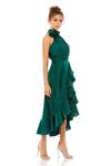 Mac Duggal_Emerald Green Polyester Halter Neck High-low Dress _Online_at_Aza_Fashions