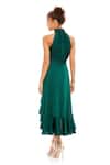 Shop_Mac Duggal_Emerald Green Polyester Halter Neck High-low Dress _at_Aza_Fashions
