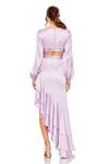 Shop Mac Duggal Purple Polyester Ruffles V-neck Lilac Cut-out Gown at Aza Fashions Shop_Mac Duggal_Purple Polyester Ruffles V-neck Lilac Cut-out Gown _at_Aza_Fashions