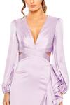 Mac Duggal Purple Polyester Ruffles V-neck Lilac Cut-out Gown Online at Aza Fashions Mac Duggal_Purple Polyester Ruffles V-neck Lilac Cut-out Gown _Online_at_Aza_Fashions