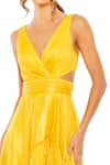 Mac Duggal Yellow Polyester Ruffles V-neck Marigold High-low Gown Online at Aza Fashions Mac Duggal_Yellow Polyester Ruffles V-neck Marigold High-low Gown _Online_at_Aza_Fashions