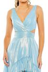 Mac Duggal Blue Polyester Ruffles V-neck Powder High-low Cut-out Gown Online at Aza Fashions Mac Duggal_Blue Polyester Ruffles V-neck Powder High-low Cut-out Gown _Online_at_Aza_Fashions