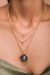 Buy_Ode Jewels_Black Three Layered Pendant Necklace _at_Aza_Fashions